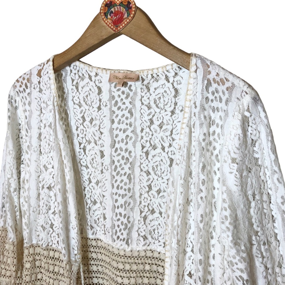 Boho flared multi lace cardigan Bohemian People Chloe Laetitia Paris - Picture 6 of 13